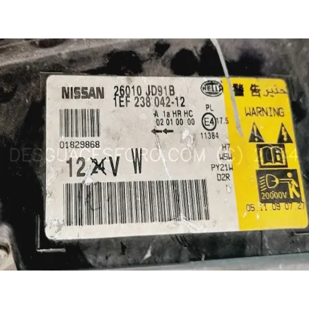 26010JD91B Faro XENÓN  Delantero Derecho Nissan Qashqai+2 F4-6B | Desguaces Foro