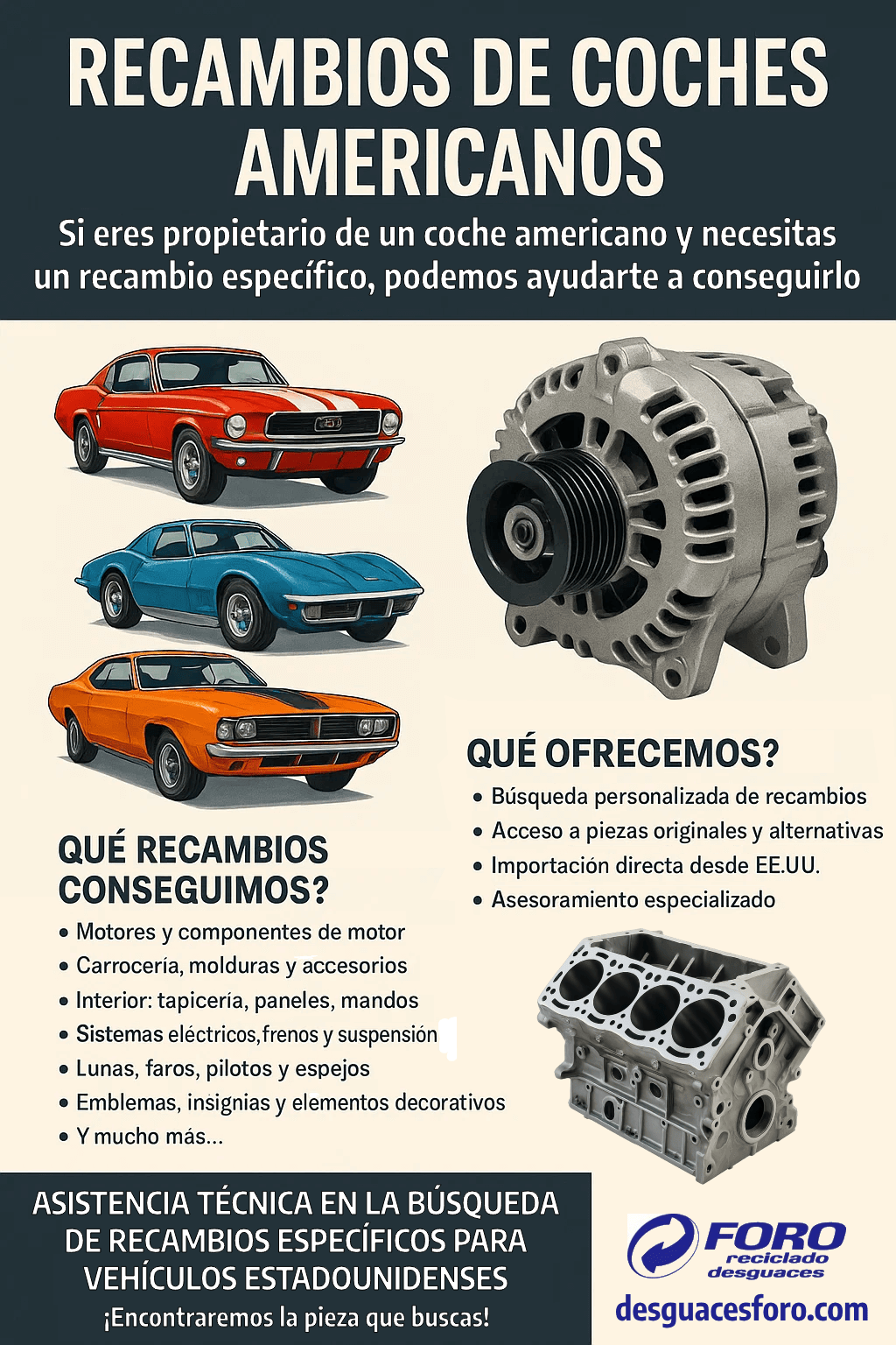 Venta de recambios de coches americanos